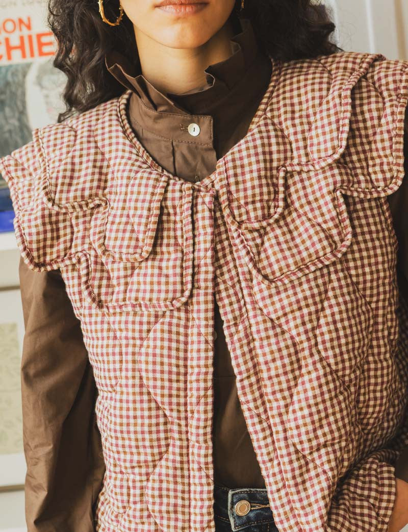 Gilet à carreaux bordeaux Garsy