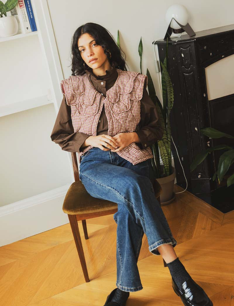 Gilet à carreaux bordeaux Garsy