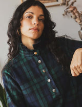 Chemise tartan marine & verte Leti