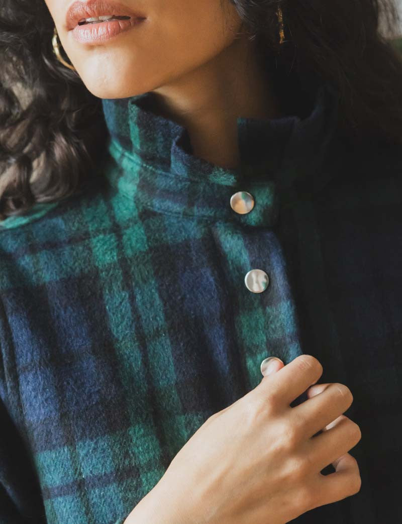 Chemise tartan marine & verte Leti