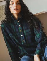 Chemise tartan marine & verte Leti