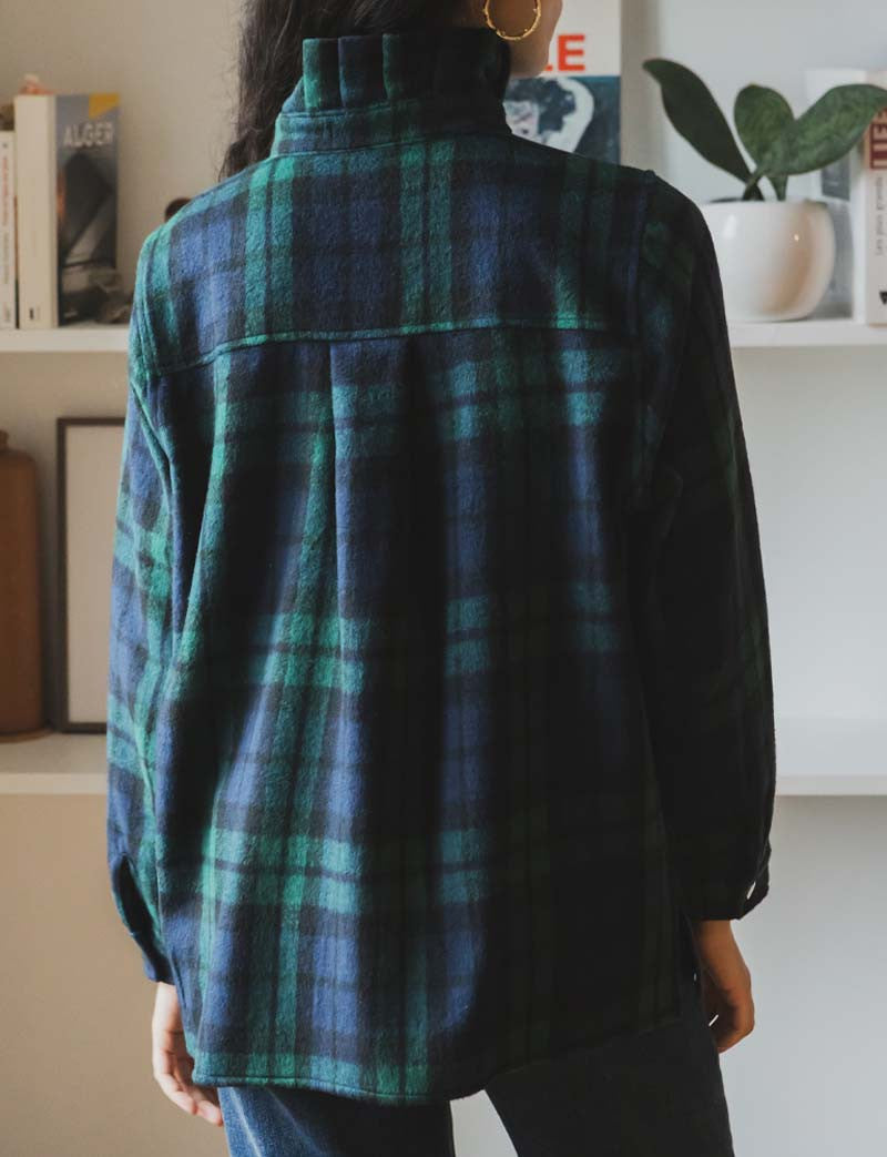 Chemise tartan marine & verte Leti