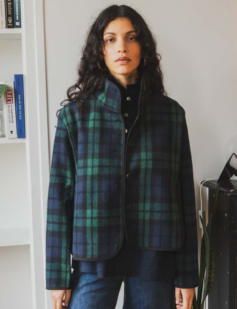 Veste tartan marine & verte Yarel