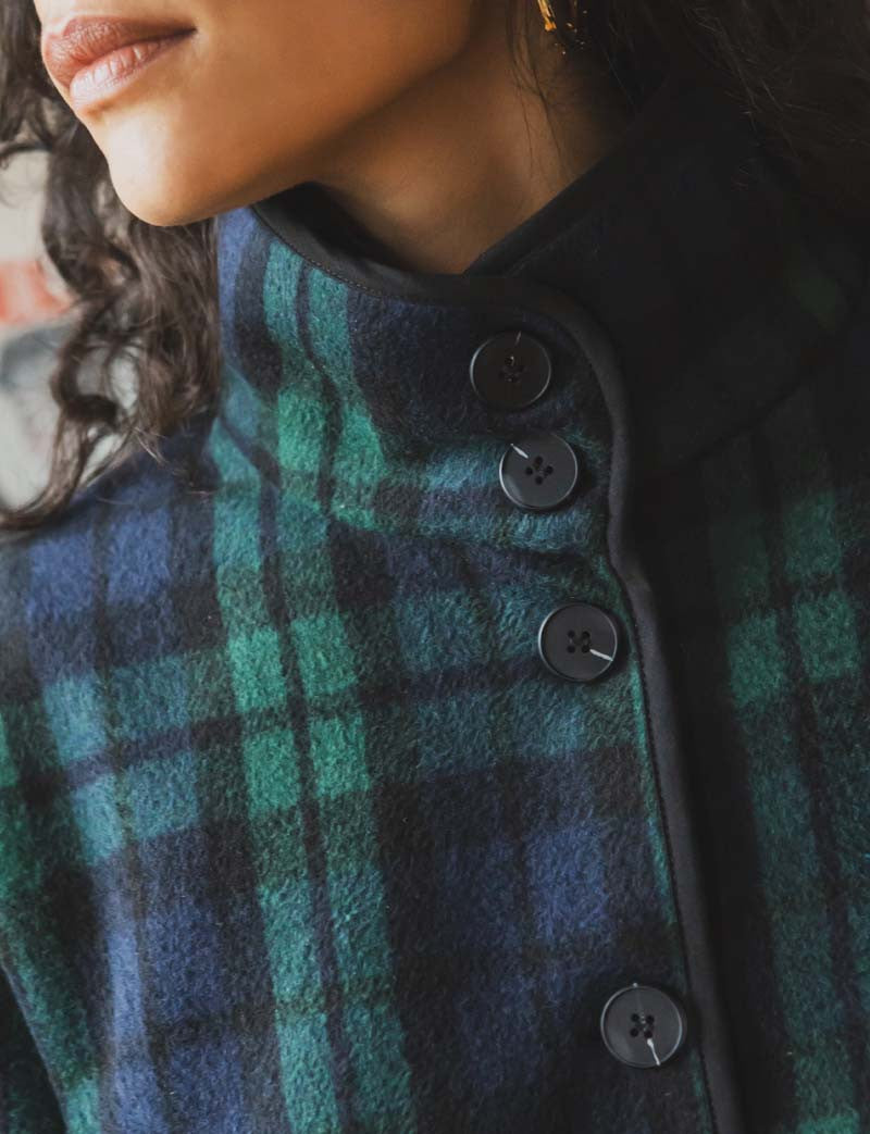 Veste tartan marine & verte Yarel
