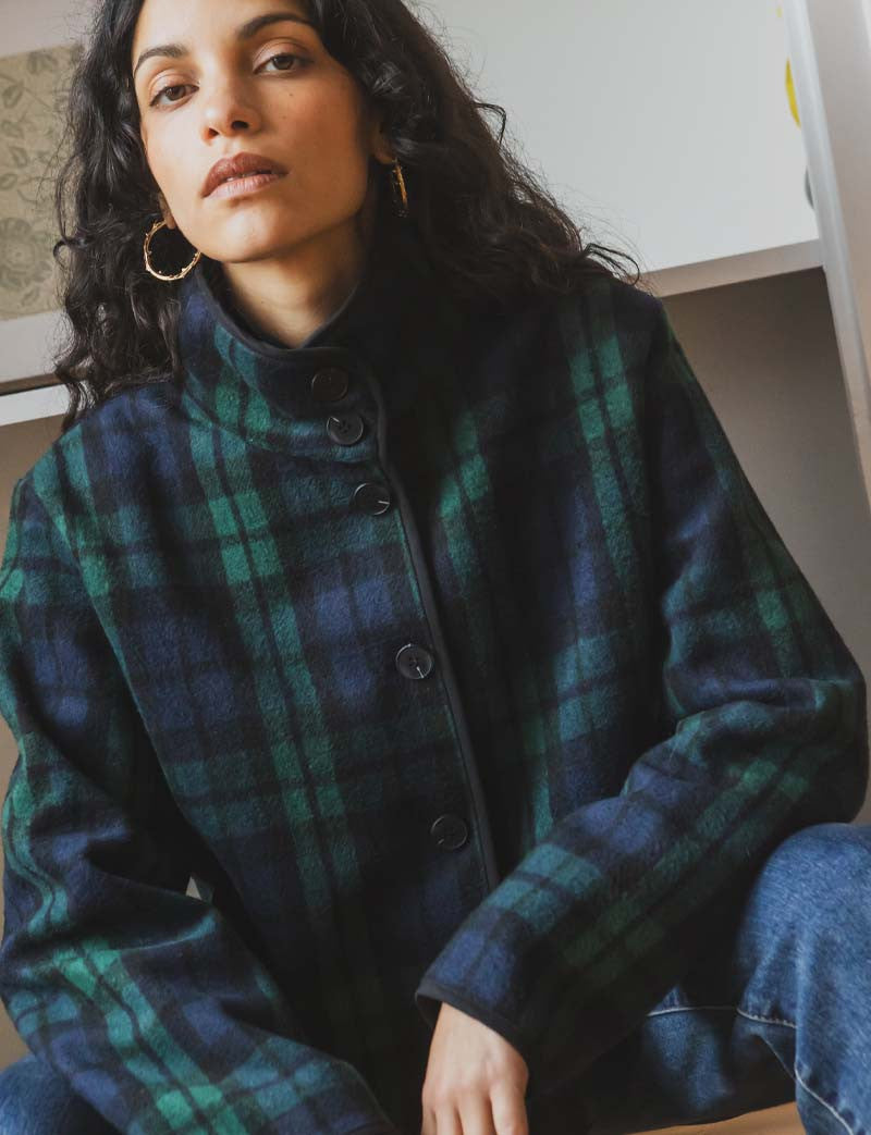 Veste tartan marine & verte Yarel