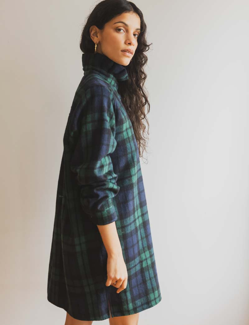 Robe tartan marine & verte Rosely