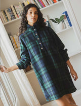 Robe tartan marine & verte Rosely