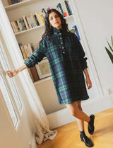 Robe tartan marine & verte Rosely