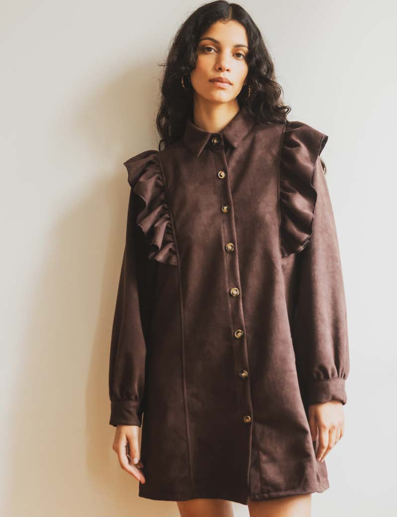 Robe en suédine marron Merel