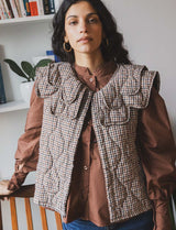 Gilet à carreaux camel Garsy