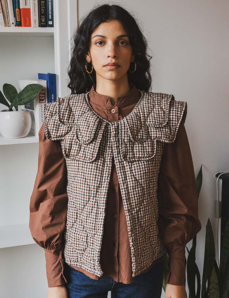 Gilet à carreaux camel Garsy