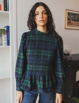 Blouse tartan marine & verte Belys