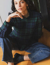 Blouse tartan marine & verte Belys