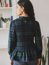 Blouse tartan marine & verte Belys