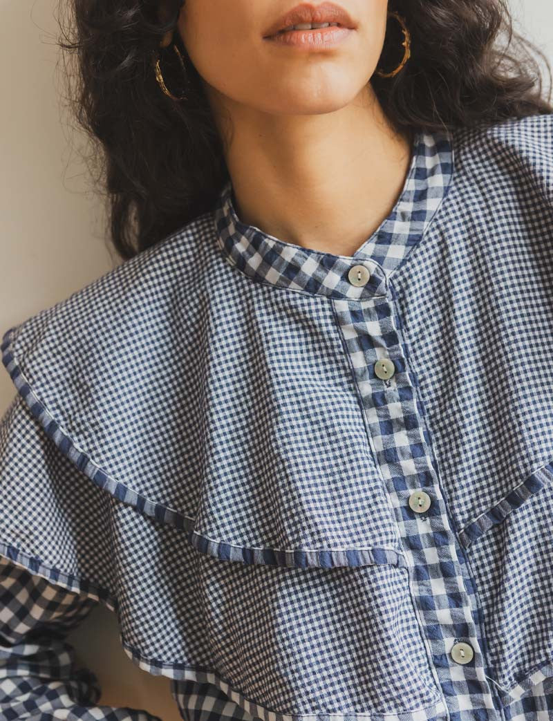 Blouse vichy bleue Floris