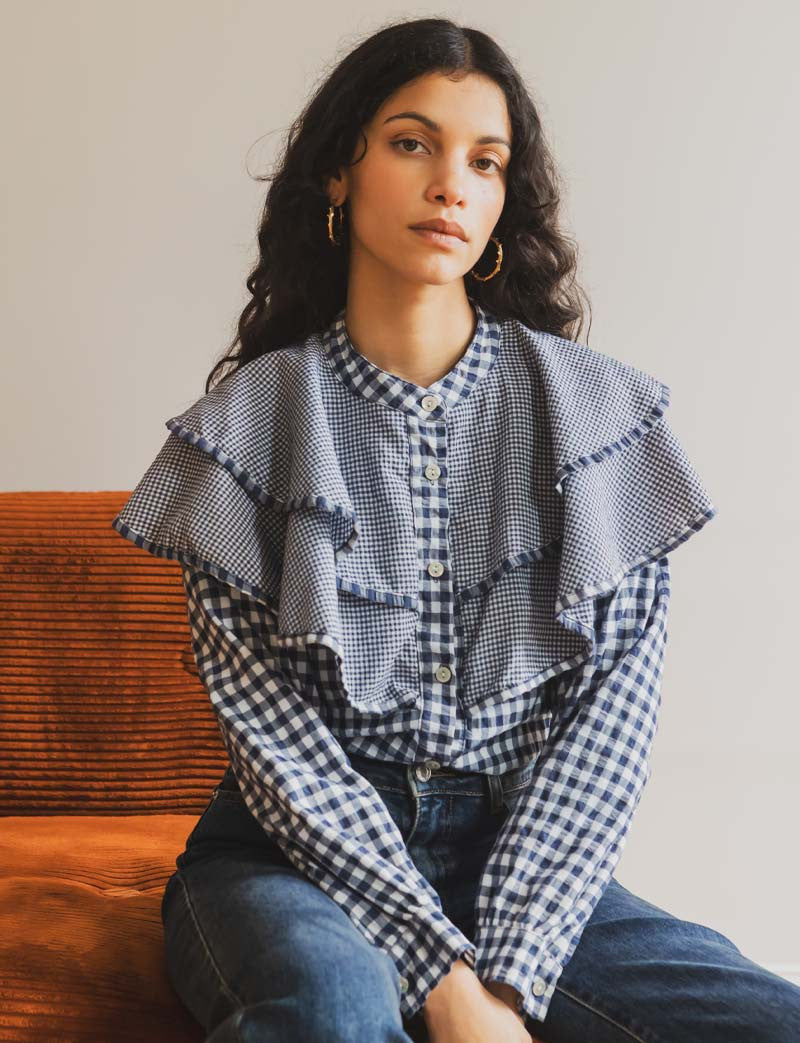 Blouse vichy bleue Floris