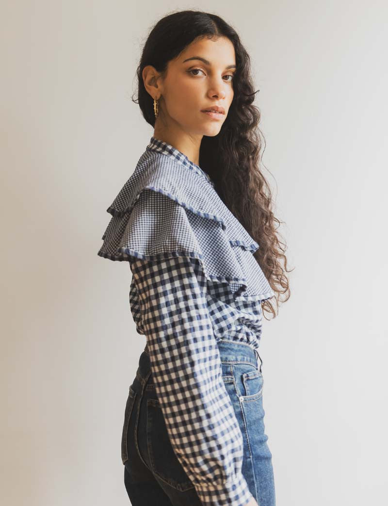 Blouse vichy bleue Floris