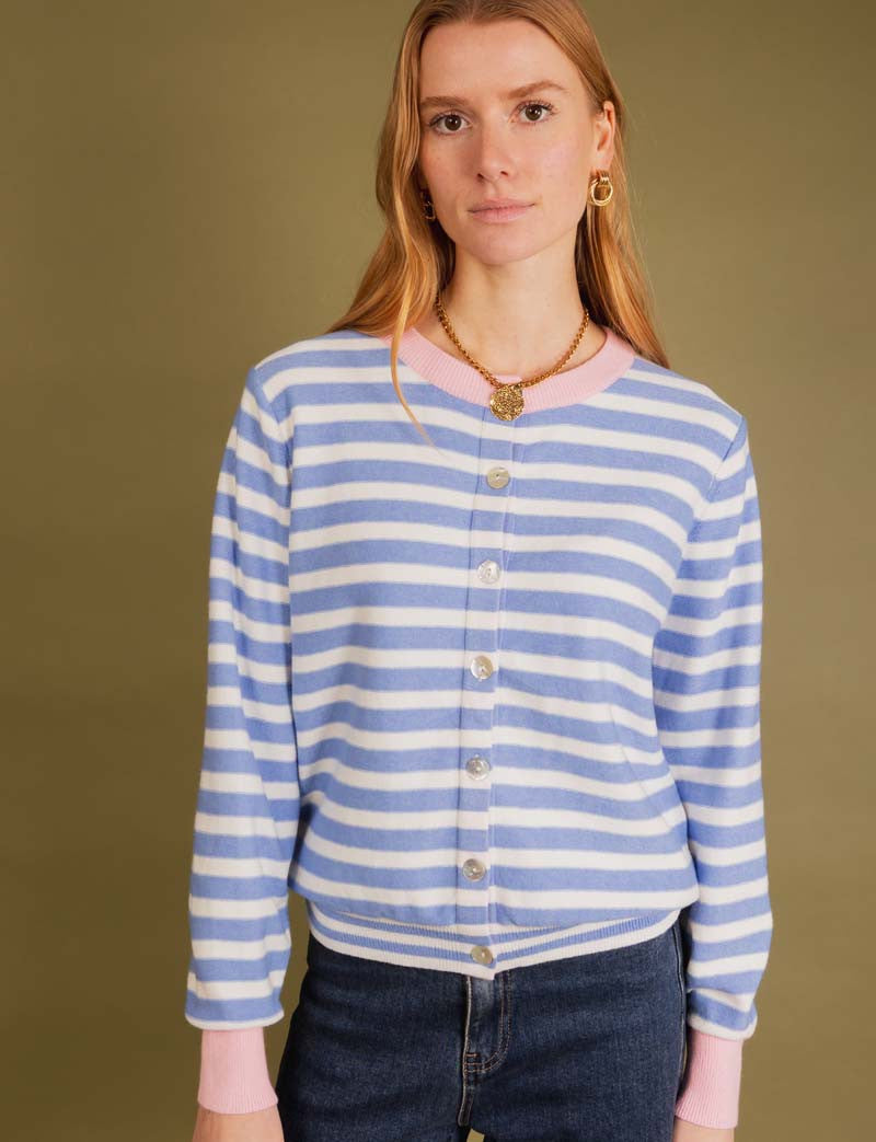 Gilet ciel & rose Adir