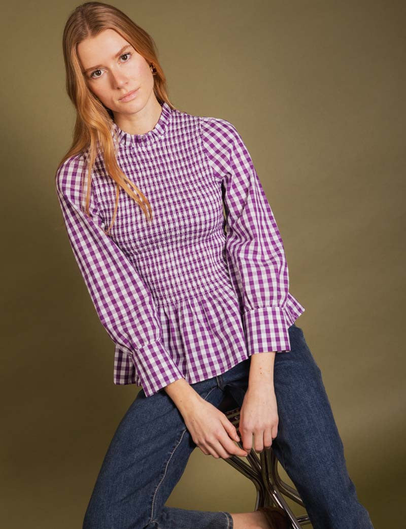 Blouse vichy violette Rosyne