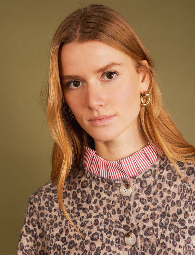 Cardigan léopard & rayures rouge Floran