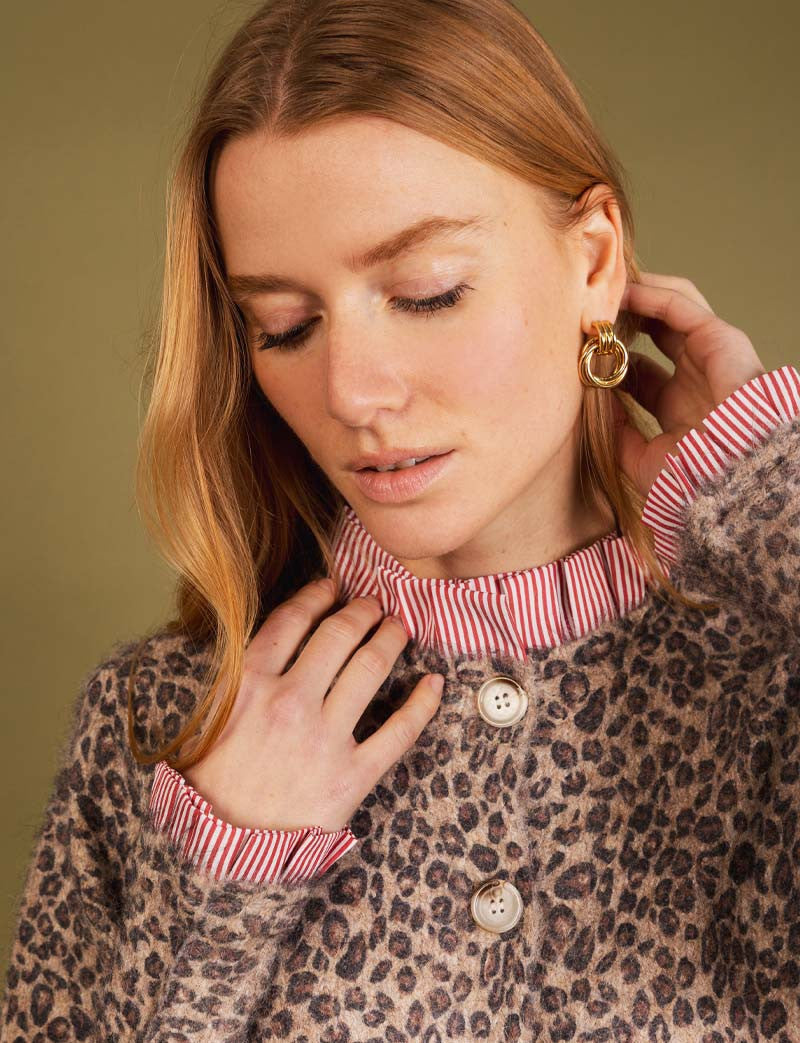 Cardigan léopard & rayures rouge Floran