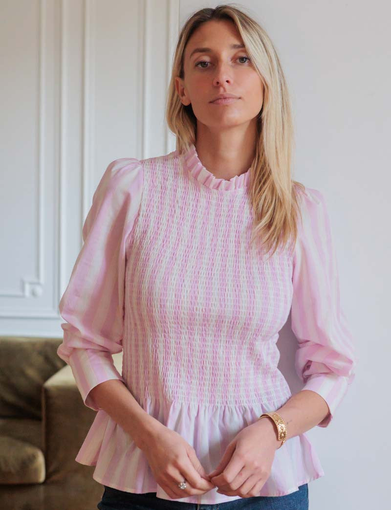 Blouse à rayures roses Isola