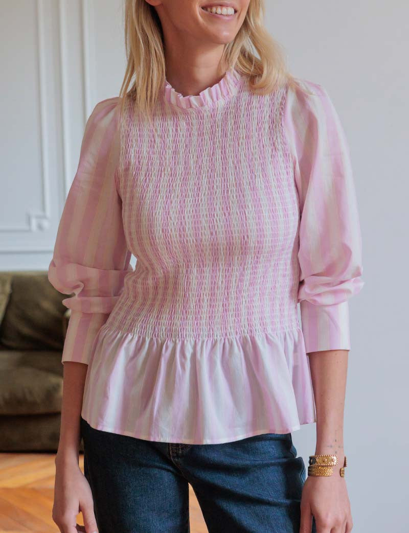 Blouse à rayures roses Isola