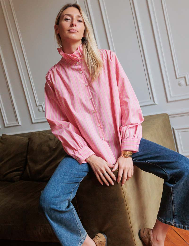 Chemise rose & jaune Azriel