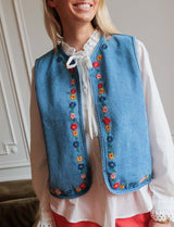 Gilet en jean brodé Haven