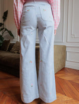 Jean à rayures & brodé Olam