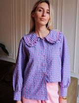 Chemise bleue & rose Lysea