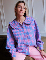 Chemise bleue & rose Lysea