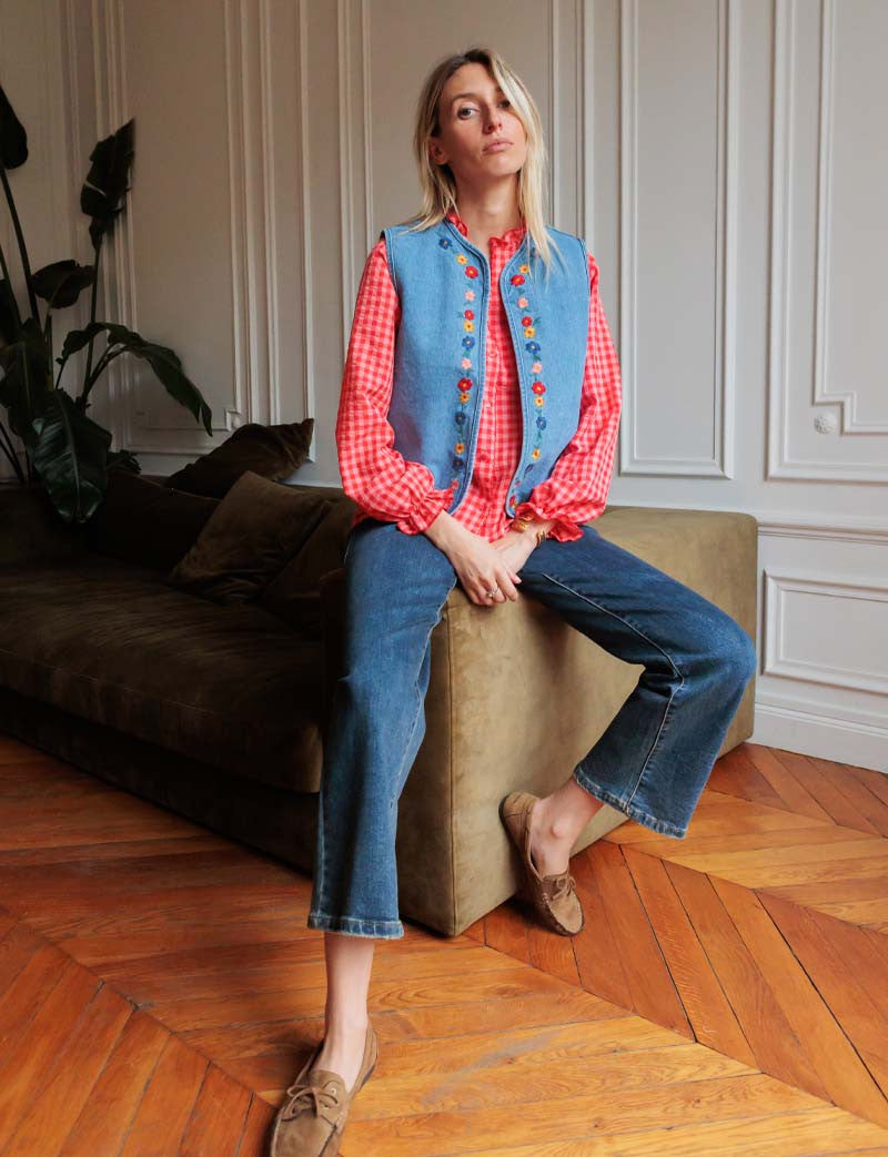 Blouse vichy corail Noemy