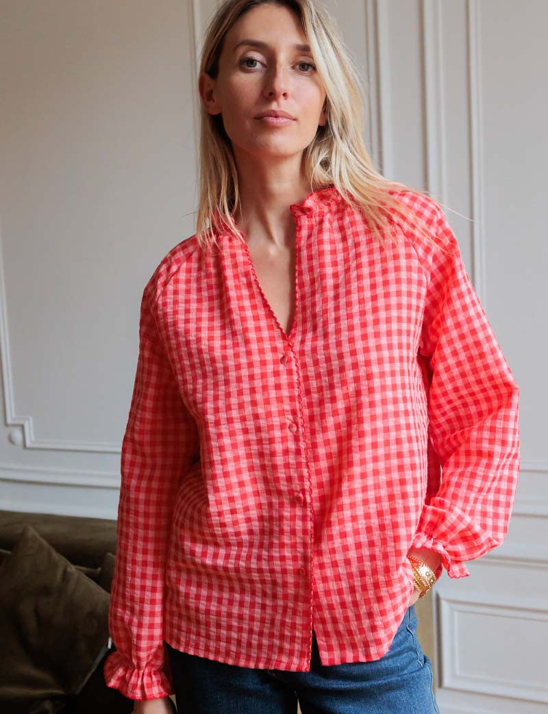 Blouse vichy corail Noemy