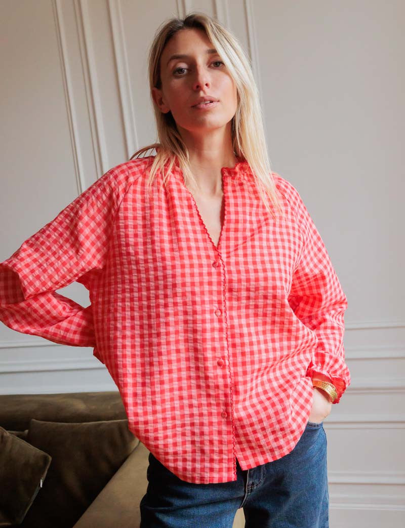 Blouse vichy corail Noemy