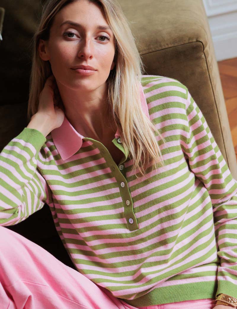 Pull rose & vert Koren