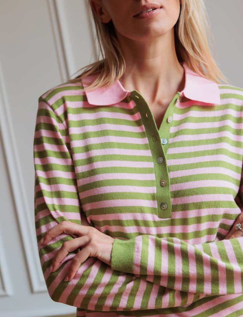 Pull rose & vert Koren