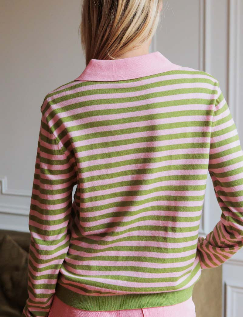 Pull rose & vert Koren