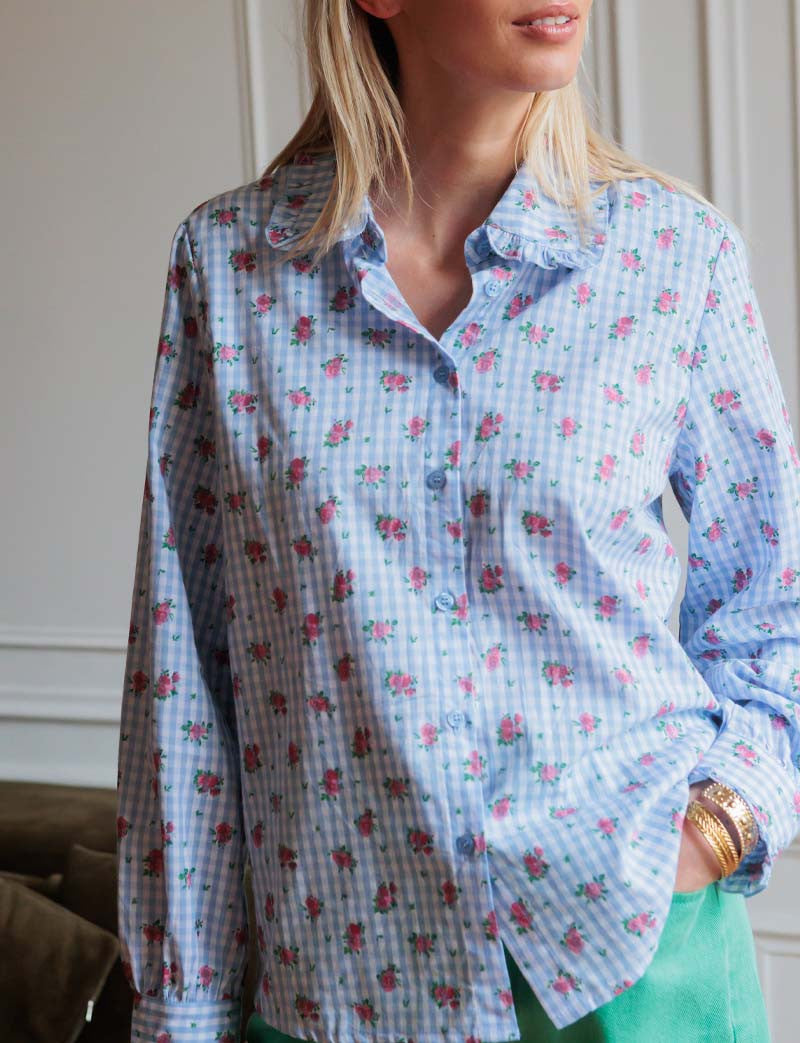 Chemise vichy & fleurie Hera