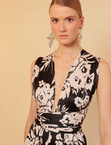 Combinaison noire et nude fleurie Gabriella