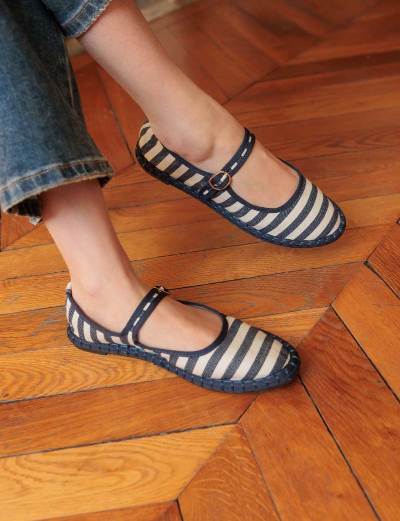 Ballerines à rayures marine Azra