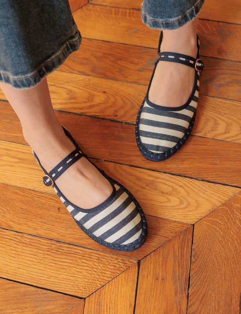 Ballerines à rayures marine Azra
