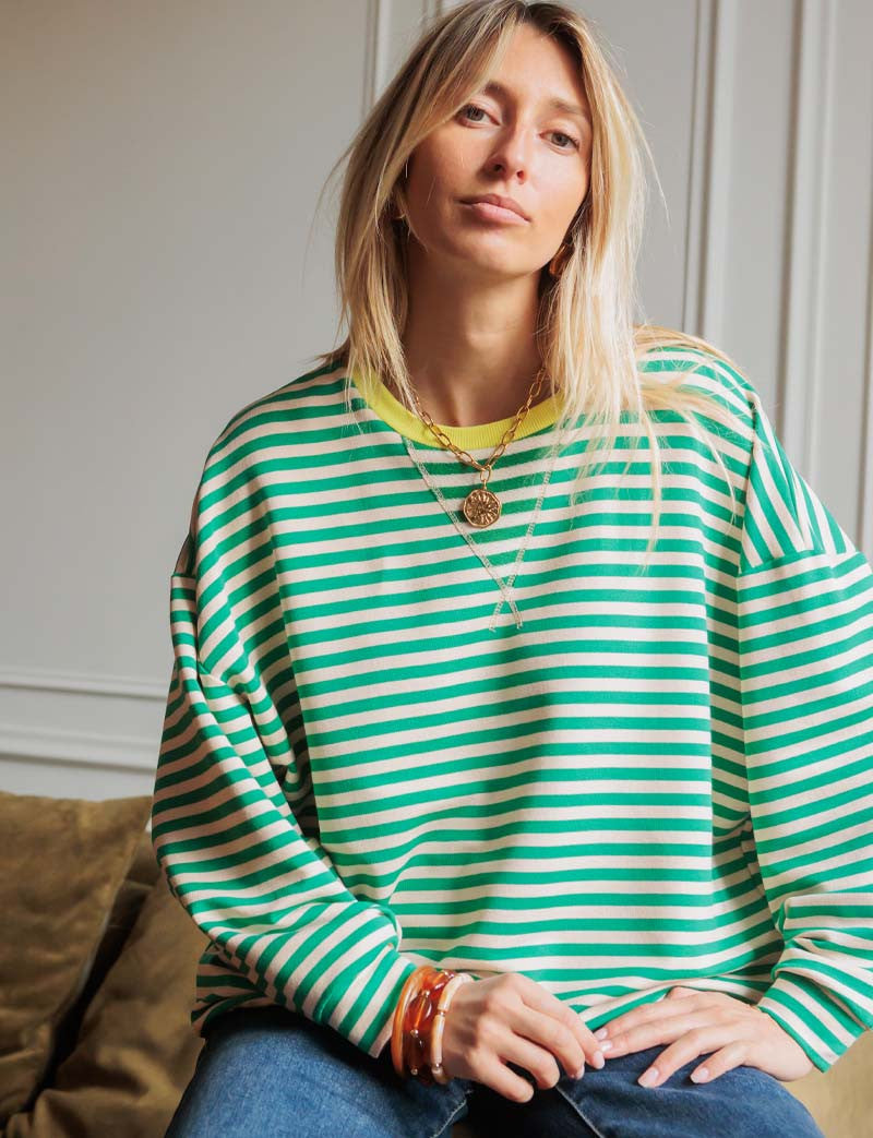 Sweat vert & jaune Yona