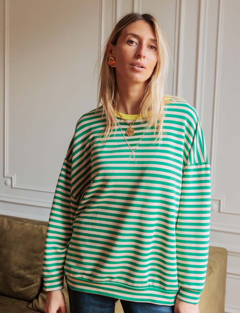 Sweat vert & jaune Yona
