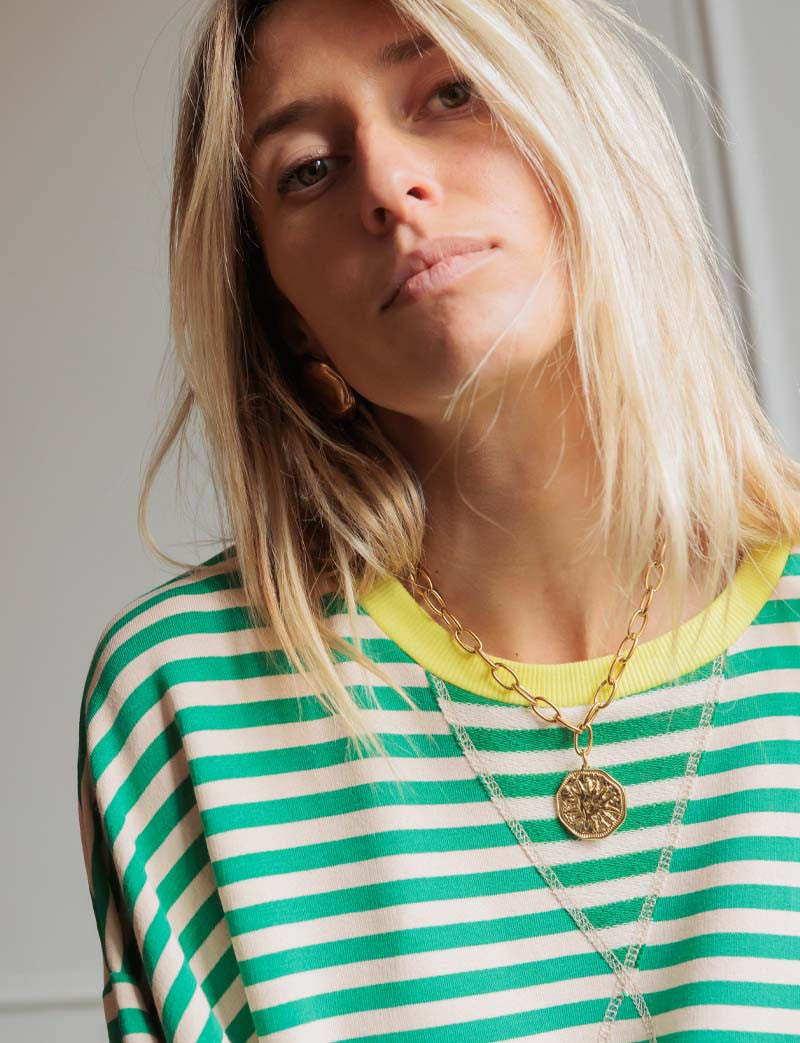 Sweat vert & jaune Yona