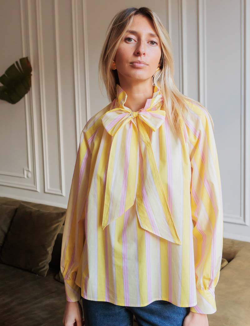 Blouse jaune & rose Dalia