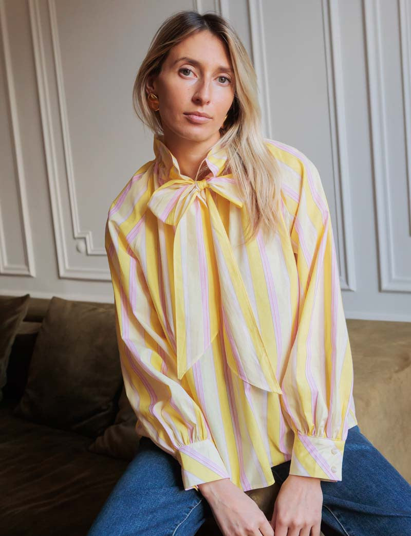 Blouse jaune & rose Dalia