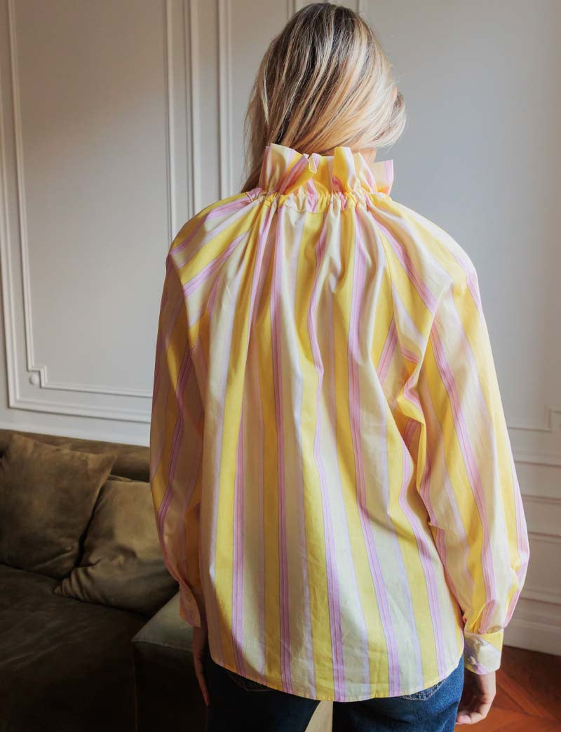 Blouse jaune & rose Dalia