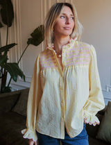 Chemise jaune & rose Angelo