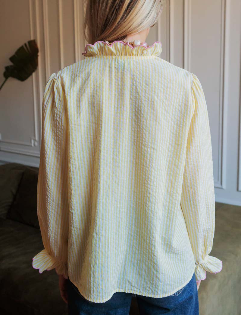 Chemise jaune & rose Angelo